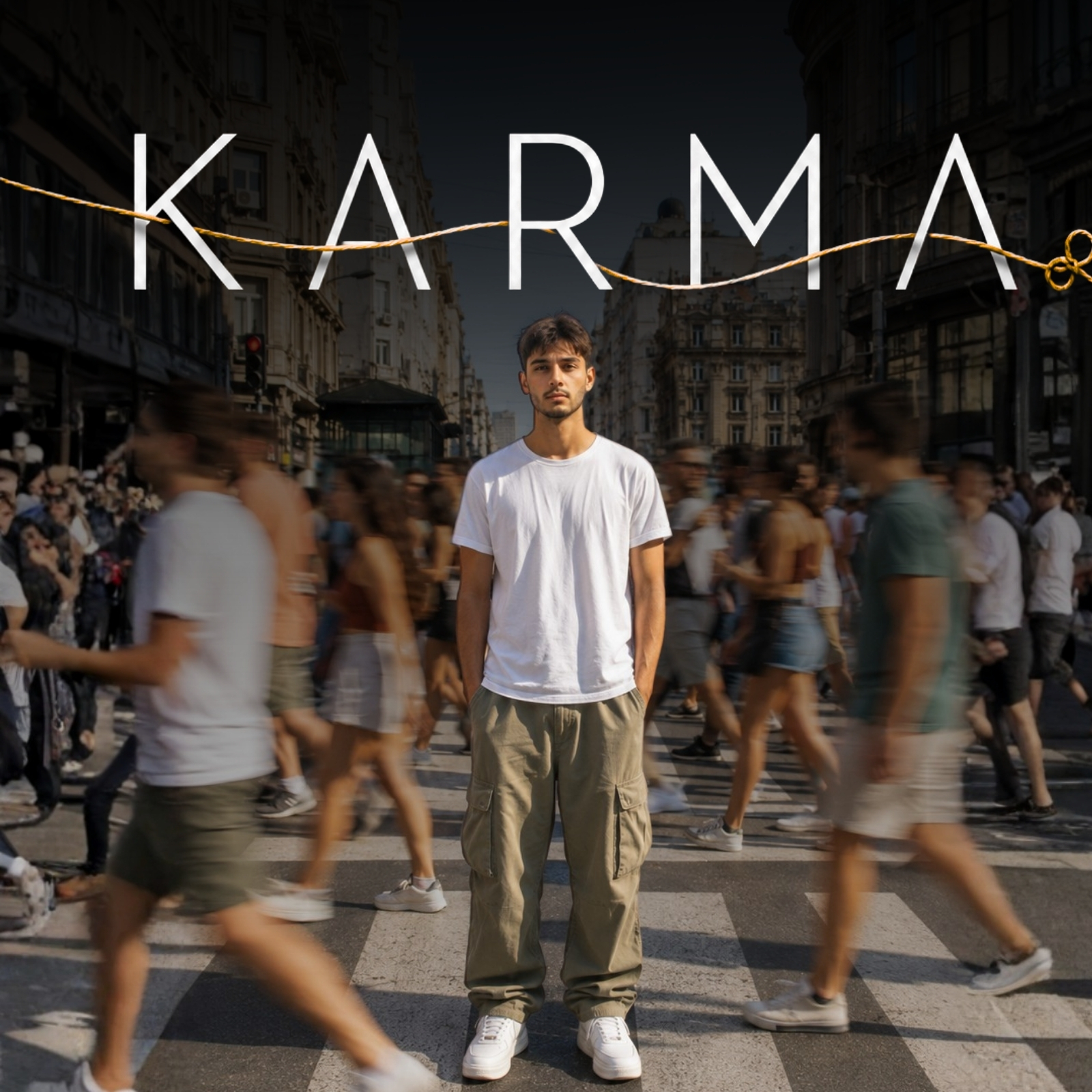 Karma — imaš li izbor? Čovek koji stoji u gužvi na ulici